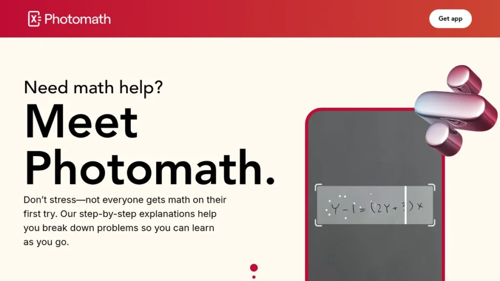 Photomath front-page screenshot – best AI tools for students